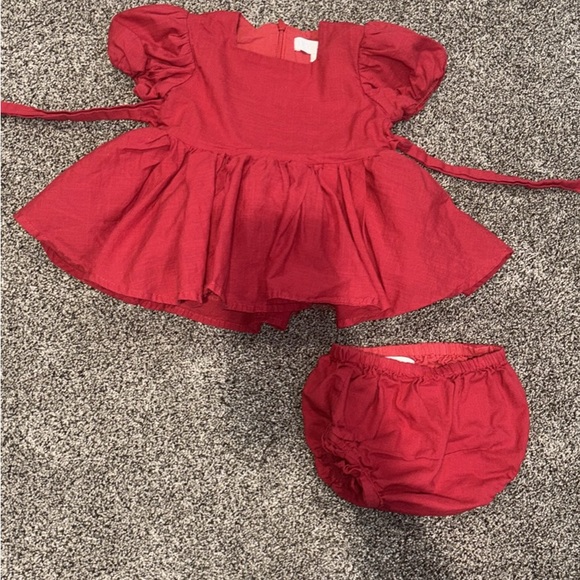 Ivy City Co Red Baby Dress with Bloomers - Picture 1 of 2